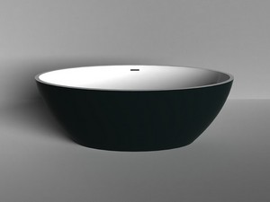 Freistehende Badewanne NEMO5 Solid Surface Zweifarbig 150X70 Weiß Glänzend und Grün Matt