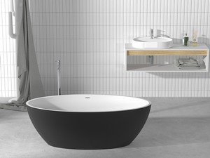 Freistehende Badewanne NEMO5 Solid Surface Zweifarbig 150X70 Weiß Matt und Tiefschwarz Matt