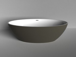 Freistehende Badewanne NEMO6 Solid Surface Zweifarbig 165X80 Weiß Glänzend und Zementgrau Matt