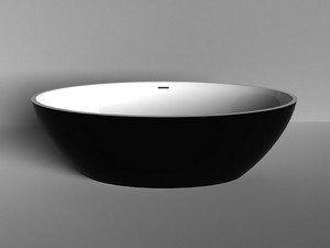 Freistehende Badewanne NEMO6 Solid Surface Zweifarbig 165X80 Weiß Glänzend und Tiefschwarz Glänzend