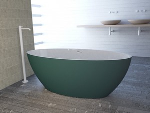 Freistehende Badewanne NEMO6 Solid Surface Zweifarbig 165X80 Weiß Glänzend und Grün Matt