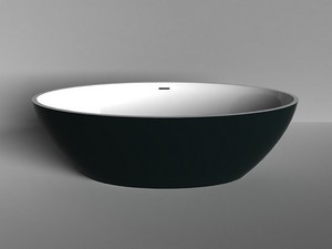 Freistehende Badewanne NEMO6 Solid Surface Zweifarbig 165X80 Weiß Glänzend und Grün Matt