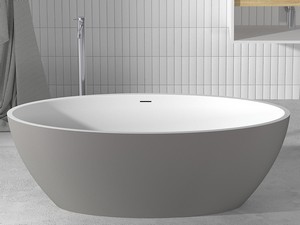 Freistehende Badewanne NEMO6 Solid Surface Zweifarbig 165X80 Weiß Matt und Zementgrau Matt