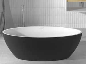 Freistehende Badewanne NEMO6 Solid Surface Zweifarbig 165X80 Weiß Matt und Tiefschwarz Matt