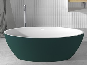 Freistehende Badewanne NEMO6 Solid Surface Zweifarbig 165X80 Weiß Matt und Grün Matt
