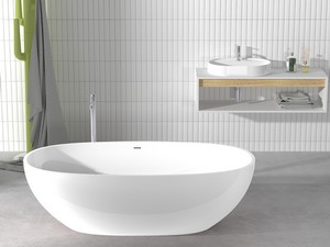 Freistehende Badewanne NEMO7 Solid Surface 176X91 Weiß Glänzend