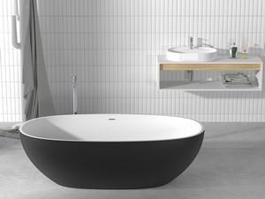 Freistehende Badewanne NEMO7 Solid Surface Zweifarbig 176X91 Weiß Matt und Tiefschwarz Matt