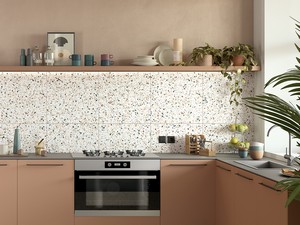 Fliese Venice Beige 60x60 Feinsteinzeug Terrazzo Optik Beige