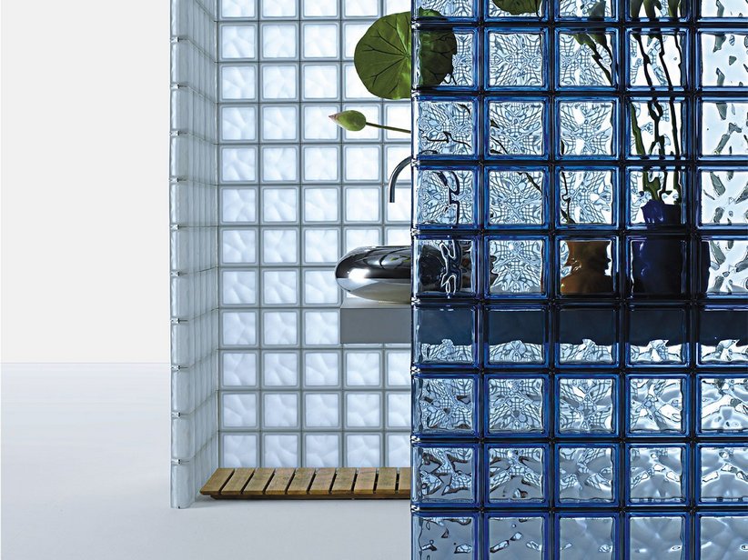 GLASBAUSTEIN BLAU Q19 GEWELLT 19X19X8 - Iperceramica