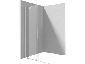 Douche à l’italienne Prizma porte coulissante 90 cm H195 ext. 88-90 cm verre 6 mm transparent profilés blanc mat