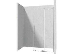 Douche à l’italienne Prizma porte coulissante 90 cm H195 ext. 88-90 cm verre 6 mm transparent profilés inox brossé