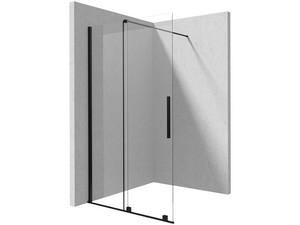 Douche à l’italienne Prizma porte coulissante 90 cm H195 ext. 88-90 cm verre 6 mm transparent profilés noir mat