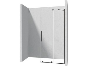 Douche à l’italienne Prizma porte coulissante 90 cm H195 ext. 88-90 cm verre 6 mm transparent profilés noir mat