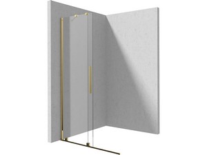 Douche à l’italienne Prizma porte coulissante 90 cm H195 ext. 88-90 cm verre 6 mm transparent profilés or brillant