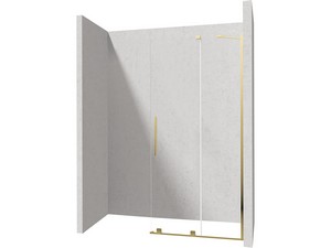 Douche à l’italienne Prizma porte coulissante 90 cm H195 ext. 88-90 cm verre 6 mm transparent profilés or brillant