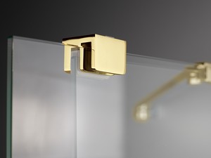 Douche à l’italienne Prizma porte coulissante 90 cm H195 ext. 88-90 cm verre 6 mm transparent profilés or brillant