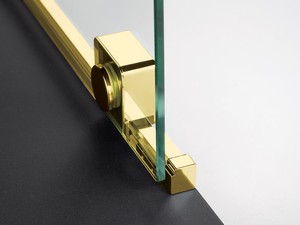 Douche à l’italienne Prizma porte coulissante 90 cm H195 ext. 88-90 cm verre 6 mm transparent profilés or brillant
