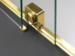 Douche à l’italienne Prizma porte coulissante 90 cm H195 ext. 88-90 cm verre 6 mm transparent profilés or brillant