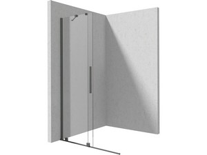 Douche à l’italienne Prizma porte coulissante 90 cm H195 ext. 88-90 cm verre 6 mm transparent profilés titane