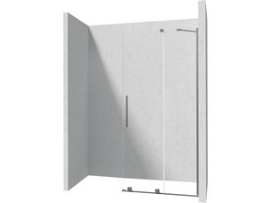Douche à l’italienne Prizma porte coulissante 90 cm H195 ext. 88-90 cm verre 6 mm transparent profilés titane
