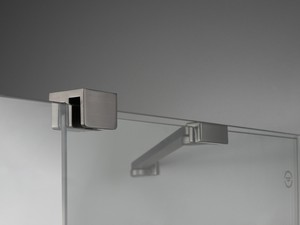 Douche à l’italienne Prizma porte coulissante 90 cm H195 ext. 88-90 cm verre 6 mm transparent profilés titane