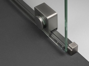Douche à l’italienne Prizma porte coulissante 90 cm H195 ext. 88-90 cm verre 6 mm transparent profilés titane