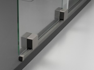 Douche à l’italienne Prizma porte coulissante 90 cm H195 ext. 88-90 cm verre 6 mm transparent profilés titane