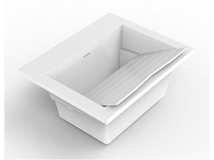 DESK 60 cm Laundry Cabinet with 1 Left Door, Matt Avio Blue, Matt White Handle and Feet, ZENO Sink