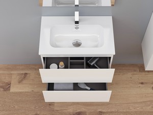 MAREA Waschbeckenunterbau Br.60xTi.38 cm mit 2 Schubladen Weiß glänzend