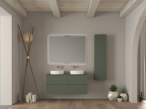 Badezimmermöbel FARO 120 cm mattgrün mit Aufsatz für Aufsatzwaschbecken