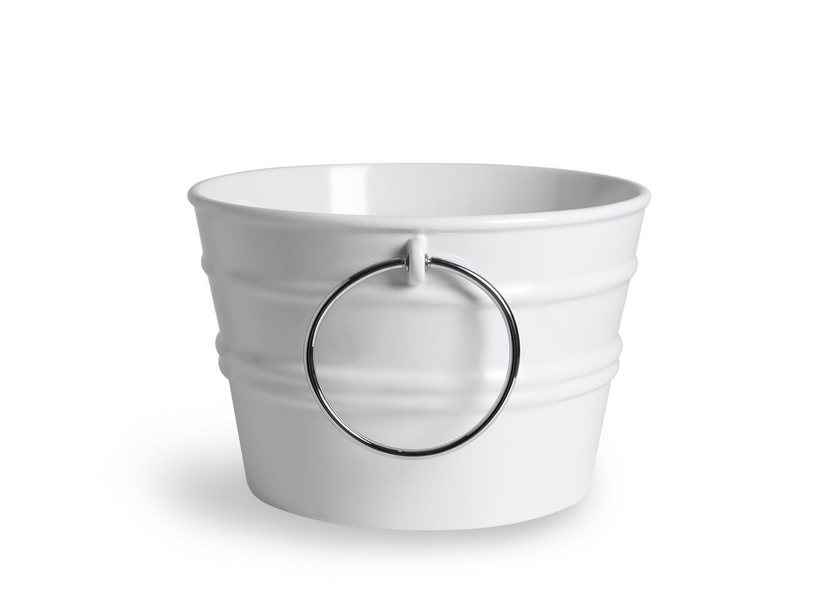 Hänge-/Aufsatzwaschbecken Bacile Ø46,5 cm H30 mit Ringen aus matter weißer Keramik