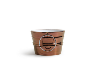 Hänge-/Aufsatzwaschbecken Bacile Ø46,5 cm H30 mit Ringen aus glänzender kupferroter Keramik