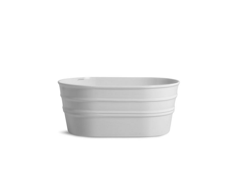 Hänge-/Aufsatzwaschbecken Tinozza 60X40Xh25 aus Keramik Glänzend Weiß Matt