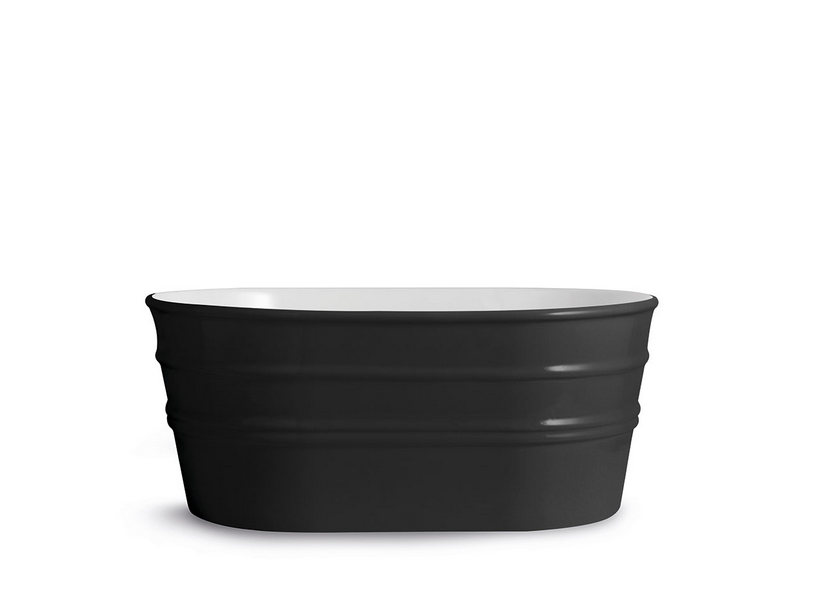 Hänge-/Aufsatzwaschbecken Tinozza 60X40Xh25 aus glänzender schwarzer Keramik