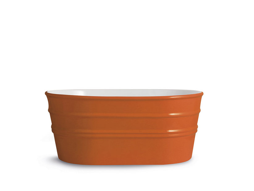 Hänge-/Aufsatzwaschbecken Tinozza 60X40Xh25 aus glänzender orangener Keramik