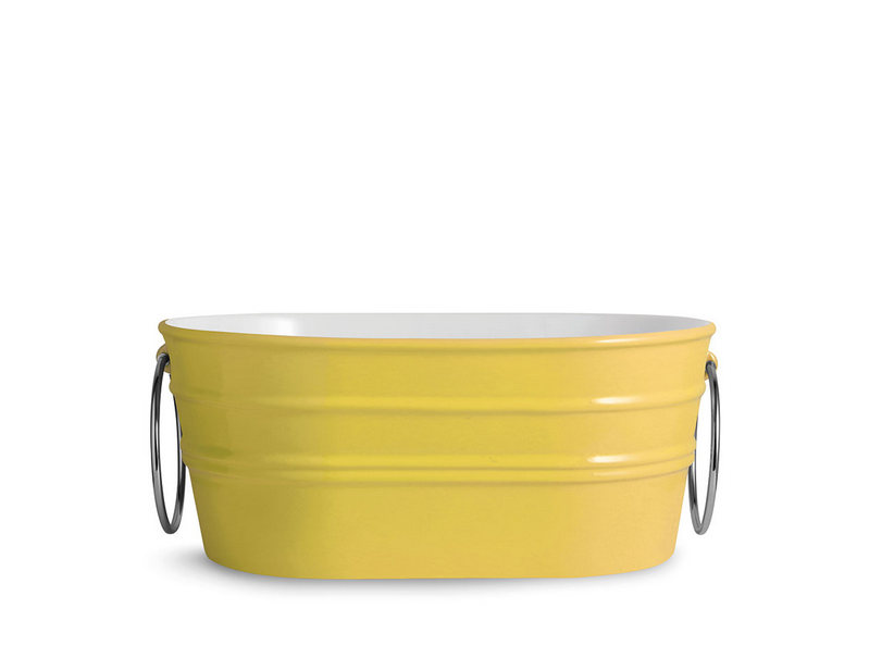 Hänge-/Aufsatzwaschbecken Tinozza 60X40Xh25 mit Ringen aus glänzender Sirio-gelber Keramik