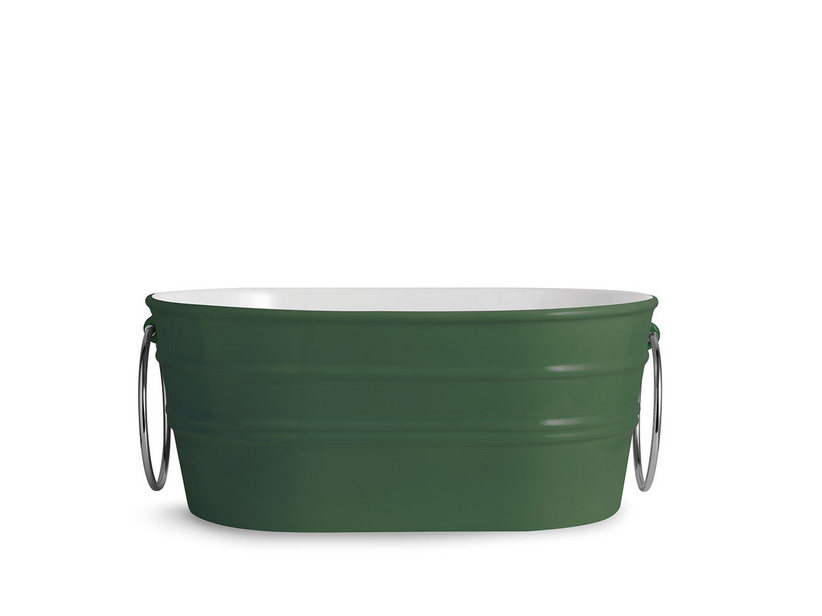 Aufsatzwaschbecken Tinozza 60X40Xh25 mit Ringen aus glänzender Keramik in in britischem Renn-Grün