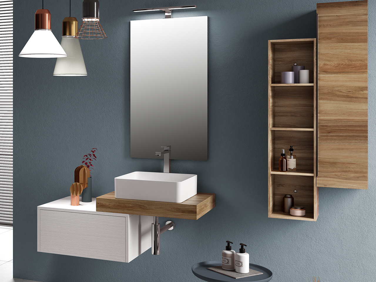 Plan pour lavabo salle de bains à poser Topsy Top cm. 60x48 cm h8 noyer