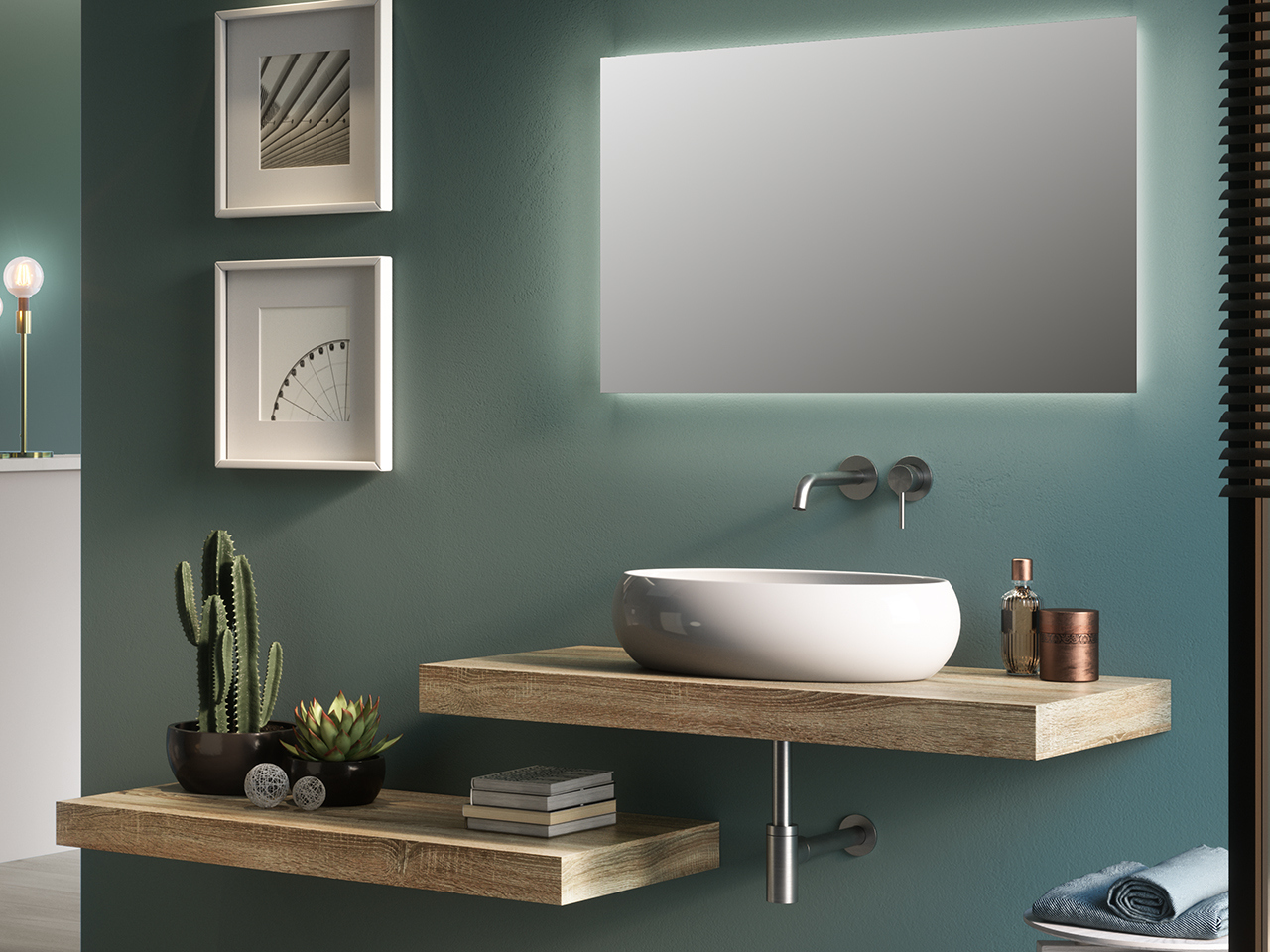 Plan pour lavabo salle de bains à poser Topsy Top cm. 120x48 cm h8