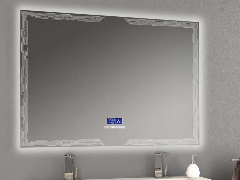 Badezimmerspiegel mit LED-Licht BH Multimedia 120X90 mit Rahmen