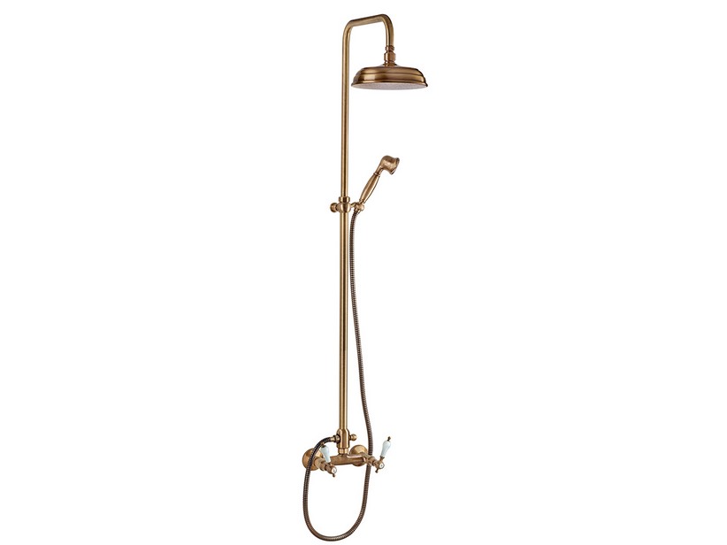 Colonne de douche Desk avec pomme haute de douche ronde bronze
