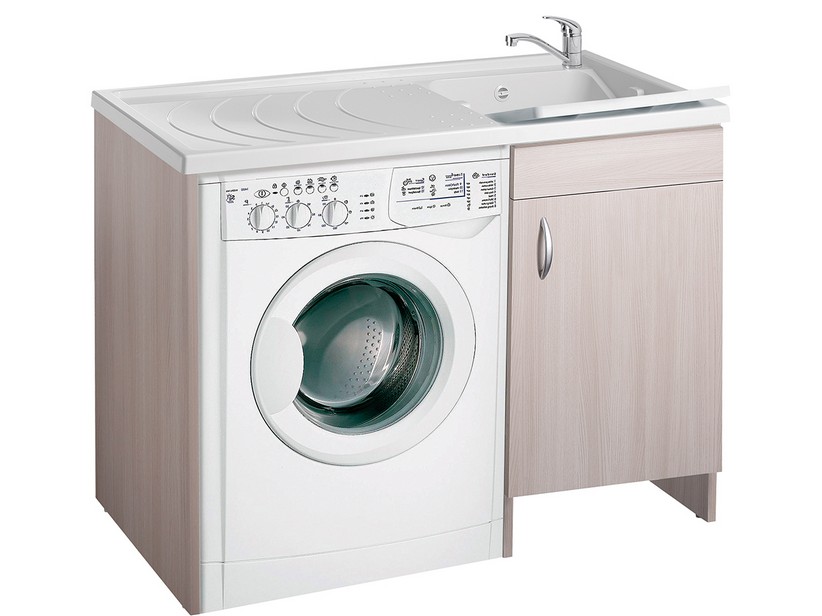 Bac à laver Eco meuble pour lave-linge 109x60 avec Anta droite effet bois orme clair