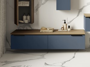 Mobile Bagno TOUCH 90 cm 2 Cassetti Bianco Lucido e Top in Rovere Nodi -  Iperceramica