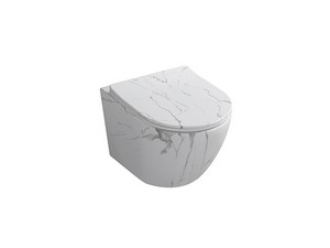 WC suspendu Cardano rimless 48,5x37 cm effet marbre Statuario blanc mat