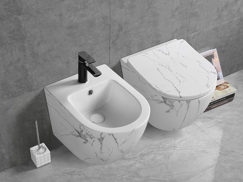 Cardano Rimless White Carrara Wall-Hung Sanitary Ware