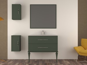 Standbadmöbel CLASSIC 101 cm mit 2 Schubladen Salbeigrün matt und Unitop-Waschbecken aus Keramik