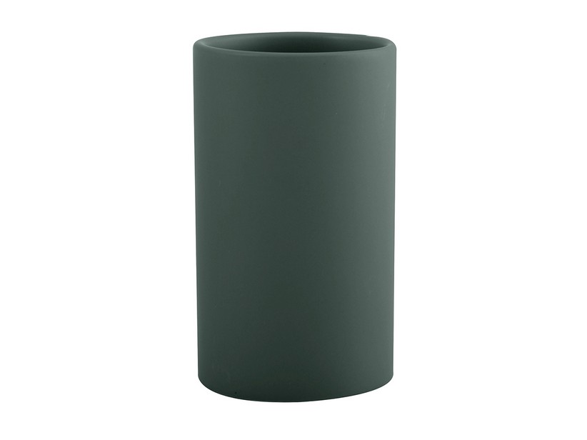 Bicchiere Portaspazzolini Tube 7x11,5 cm Ceramica Verde Scuro Opaco