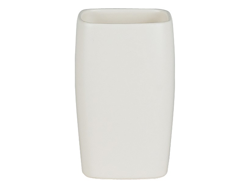 Bicchiere Portaspazzolini Retro 7x11 cm Ceramica Bianco Opaco