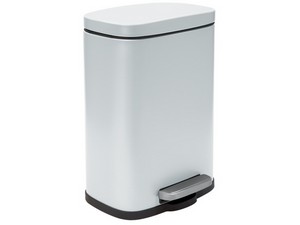 AKIRA SOFT CLOSE TRASH CAN WITH PEDAL 21,4X17,6X30 CM WHITE STEEL