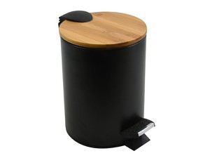 ADONIS TRASH CAN WITH PEDAL 17X22,5 CM BLACK STEEL/WOOD